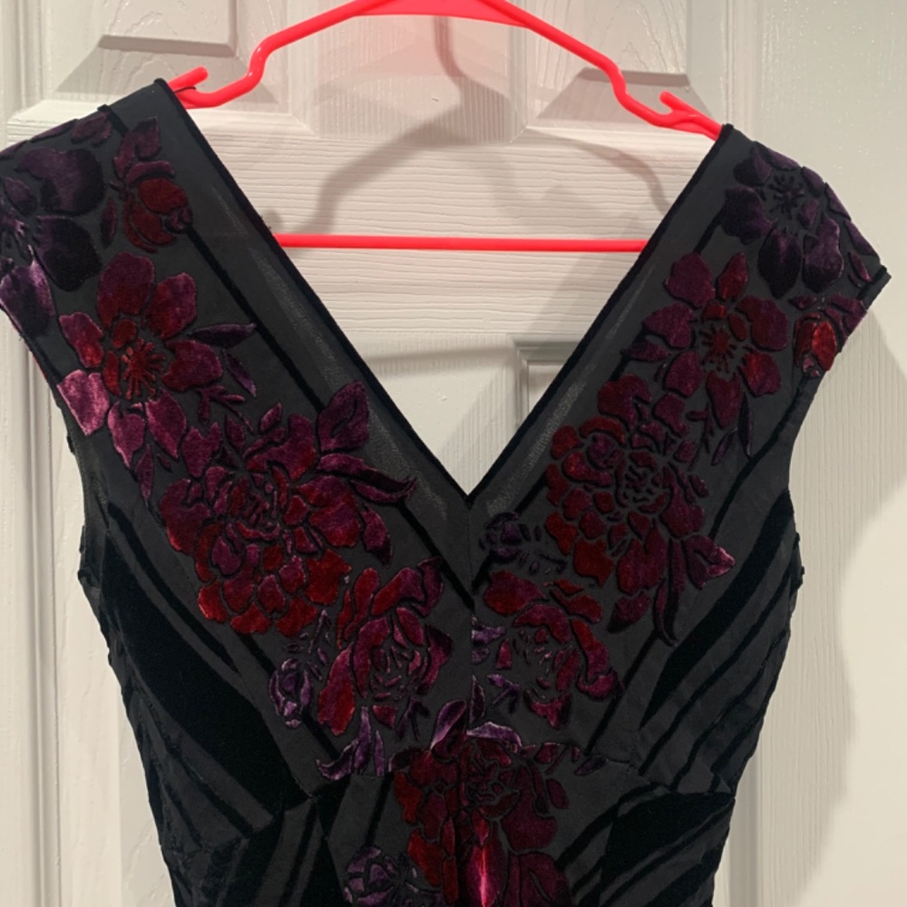 Vintage Muse Black Crushed Velvet Bias A-Line Dress Size 4 - Picture 9 of 11